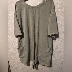 Free People Movement OB1960599 Women's Sz L Sage Green Hot Shot Tee Romper